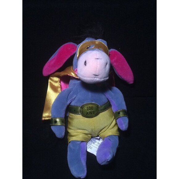 Disney Store Gorgeous Eeyore Wrestler in Costume Plush Beanbag Winnie th Pooh 8" - Picture 1 of 5